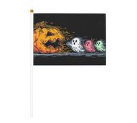Lot de 10 mini drapeaux amusants en forme de citrouille d'Halloween avec trois fantômes, mini drapeaux sur bâton pour fête, activités d'équipe, défilés, décoration de vacances