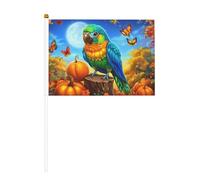 Lot de 10 mini drapeaux colorés en forme de perroquet, orange, citrouilles, papillons, mini drapeaux sur bâton pour fête, activités d'équipe, défilés, décoration de vacances
