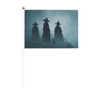 Lot de 10 mini drapeaux de sorcières fantaisie sombres sur bâton pour fête, activités d'équipe, défilés, décoration de vacances