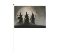 Lot de 10 mini drapeaux de sorcières pleine lune sur bâton pour fête, activités d'équipe, défilés, décoration de vacances