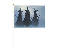 Lot de 10 mini drapeaux de sorcières sur bâton pour fête, activités d'équipe, défilés, décoration de vacances