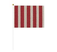 Lot de 10 mini drapeaux en tissu tricoté rouge et blanc avec rayures, mini drapeaux sur bâton pour fête, activités d'équipe, défilés, décoration de vacances