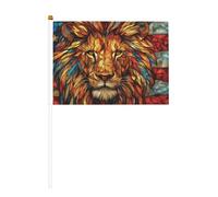 Lot de 10 mini drapeaux en verre teinté avec drapeau américain lion pour fête, activités d'équipe, défilés, décoration de vacances