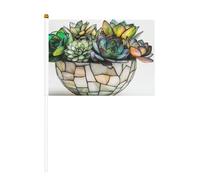 Lot de 10 mini drapeaux en verre teinté dans un pot blanc - Mini drapeaux sur bâton pour fête, activités d'équipe, défilés, décoration de vacances