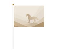 Lot de 10 mini drapeaux minimalistes en forme de silhouette de cheval sur bâton pour fête, activités d'équipe, défilés, décoration de vacances
