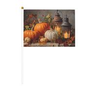 Lot de 10 mini drapeaux rustiques en forme de citrouilles d'automne vintage - Mini drapeaux sur bâton pour fête, activités d'équipe, défilés, décoration de vacances
