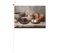 Lot de 10 mini drapeaux rustiques sur bâton pour table de cuisine, tasse à café, pain, petits drapeaux à main, pour fête, activités d'équipe, défilés, décoration de vacances