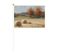 Lot de 10 mini drapeaux tenus à la main, champs de foin, arbres d'automne, citrouilles, mini drapeaux sur bâton pour fête, activités d'équipe, défilés, décoration de vacances