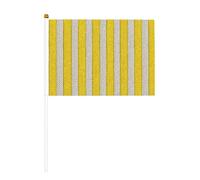 Lot de 10 mini drapeaux tricotés à rayures Jaune-blanc avec bandes pour fête, activités d'équipe, défilés, décoration de vacances