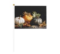Lot de 10 mini drapeaux vintage avec trois citrouilles et feuilles pour les activités d'équipe, les défilés, la décoration de vacances