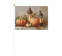 Lot de 10 mini drapeaux vintage en forme de citrouilles d'automne sur bâton pour fête, activités d'équipe, défilés, décoration de vacances