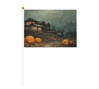 Lot de 10 mini drapeaux vintage en forme de citrouilles japonaises pour Halloween, fêtes, activités d'équipe, défilés, décoration de vacances