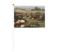 Lot de 10 mini drapeaux vintage en forme de citrouilles rustiques en bois, mini drapeaux sur bâton pour fête, activités d'équipe, défilés, décoration de vacances