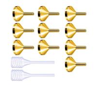 Lot de 10 mini entonnoirs en métal avec 2 petites pipettes pour bouteilles miniatures, huiles essentielles, baumes à lèvres, fabrication d'épices et liquides