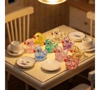 Lot de 10 mini figurines de canard en résine pailletée 2,2 cm | Dix canards en résine transparente brillante de 2,2 cm avec de fines paillettes remplissent de petits pots et scènes