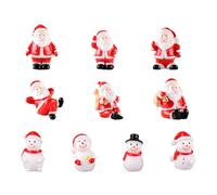 Lot de 10 mini figurines de Noël miniatures - Père Noël - Bonhomme de neige - En résine - Mini figurines - Accessoires de bricolage - Décoration de Noël pour bricolage (mix-b)