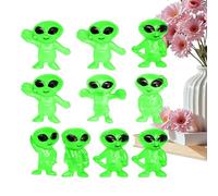 Lot de 10 mini figurines extraterrestres - Décoration lumineuse - Statuette phosphorescente - Sculpture esthétique pour étagère, cheminée, salon, chambre à coucher, école, anniversaire