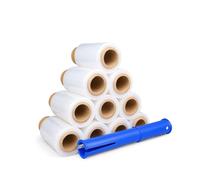 Lot de 10 mini films étirables transparents 10 cm - Film d’emballage 23 microns 150 m - Avec dérouleur - Pour emballage déménagement maison bureau et entrepôt