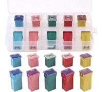 Lot de 10 mini fusibles à lame en forme de boîte de voiture avec 20 A, 30 A, 40 A, 50 A, 60 A, dans un étui de rangement en plastique pour l'électronique automobile et domestique