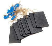 Lot de 10 mini hängend Tableau bois ardoise étiquettes pour message board Fleurs (Bleu)
