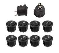 Lot de 10 mini interrupteurs à bascule ronds noirs pour voiture - Accessoires pour appareils électriques