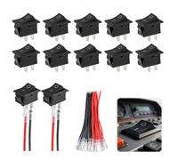 Lot de 10 mini interrupteurs à bascule T85 KCD1-101 - 2 pôles SPST ON/OFF AC 6 A/250 V 10 A/125 V - Mini interrupteur à bascule avec câblage pour voitures, bateaux et appareils électriques
