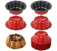 Lot de 10 mini moules à gâteau cannelés antiadhésifs en acier carbone en forme de fleur pour la cuisson de cupcakes, brownies, pudding et bavarois 11,4 cm