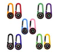 Lot de 10 Mini Mousqueton Multifonction avec Boussole Boussole Porte-clés Mousqueton Jouet décoratif Boussole Enfant pour Extérieur Randonnée Survie Crochet