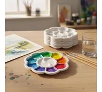 Lot de 10 mini palettes de peinture en plastique en forme de fleur, petit plateau de mélange pour peinture acrylique, gouache et peinture à l'huile, palettes rondes portables pour enfants, étudiants