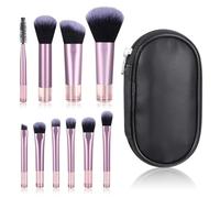 Lot de 10 mini pinceaux de maquillage de voyage avec pochette, pinceaux de maquillage professionnels de petite taille pour fard à paupières, rouge à lèvres, fond de teint, pinceaux pour femmes et