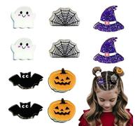 Lot de 10 mini pinces à cheveux effrayantes d'Halloween pour femme, fantôme, citrouille, chauve-souris, accessoires de cheveux pour fête d'Halloween