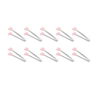 Lot de 10 mini pinces alimentaires avec embouts en silicone en forme de cœur en acier inoxydable pour cuisiner, servir, griller et barbecue (rose)