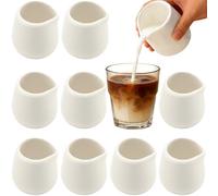 Lot de 10 mini pots à lait en céramique, 50 ml, blancs, sans poignée, petits pichets à crème réutilisables pour sauces, jus et condiments, steak, apéritifs, maison, bureau ou bar à café