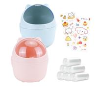 Lot de 10 mini poubelles de table avec couvercle, petites poubelles de bureau avec autocollants pour sacs poubelles, mignon, corbeille à papier de dessin animé, boîte de rangement pour bureau, chambre