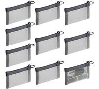 Lot de 10 mini sacs en maille à fermeture éclair pour porte-clés, porte-clés, petite pochette en maille de nylon, porte-monnaie, sac de rangement portable pour cosmétiques, sac de rangement en maille avec porte-clé pour voyage ou maison (gris, 7,6 x 10,2 cm)