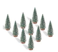 Lot de 10 Mini sapins de Noël en Plastique de 10,2 cm - Décorations de Table pour fêtes de Fin d'année, décoration de Chambre, décoration de Table de Maison (Vert)