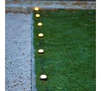 10 mini-spots lumineux solaires à piquer balisage allée SOLIRAY LED blanc chaud 12m