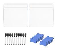 Lot de 10 mini tableaux blancs effaçables à sec, 21 x 30 cm, double face | Avec 10 stylos et 10 gommes, tableaux blancs pour salle de classe, maison et bureau
