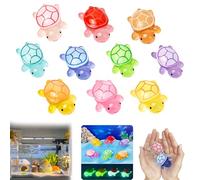 Lot de 10 mini tortues lumineuses en résine - Figurines Mi niatur phosphorescentes - Colorées - Mi ni animaux - Bricolage - Micro paysage - Petites tortues - Pour décoration de jardin et de maison