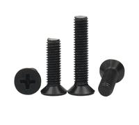 Lot de 10 mini vis à tête fraisée plate en acier au carbone noir, M1, M1.2, M1.4, M1.6, M1.7, M2, M2.5, M3, M3.5, M4, M5(18mm)