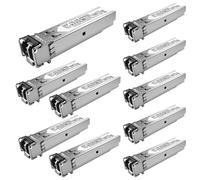 Lot de 10 modules SFP 1,25 G 1000Base-SX multimode LC émetteur-récepteur LC 850 nm MMF, portée 550 m - Compatible avec Cisco SFP-GE-S, Meraki MA-SFP-1GB-SX, Ubiquiti UF-MM-1G, Mikrotik, TP-Link,