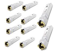 Lot de 10 modules SFP+ vers RJ45 10GBase-T, émetteur-récepteur de réseau SFP en cuivre 1,25 G/2,5 G/5 G/10 G pour Cisco SFP-10G-T-S, Ubiquiti UniFi UF-RJ45-10G, Meraki, Supermicro et plus encore,