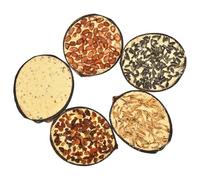 Lot de 10 moitiés de noix de coco remplies de nourriture pour oiseaux sauvages - Jouet naturel pour oiseaux sauvages - Idéal pour le jardin et le balcon - Durable et durable - Station d'alimentation