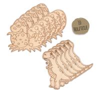 Lot de 10 motifs en bois à peindre, 5 dinosaures et œufs, petit cadeau d'anniversaire d'enfant, kit de bricolage en bois pour enfants, dinosaures à peindre, bricolage pour enfants