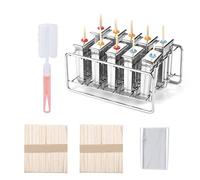 Lot de 10 moules à crème glacée à tête ronde en acier inoxydable 304, moule avec double rainure, poignée scellée étanche pour crème glacée faite maison, comprend un cadre en acier