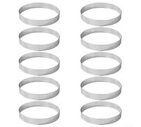 Lot de 10 moules à gâteau perforés en acier inoxydable 5 cm, 6 cm, 7 cm, 8 cm, tailles polyvalentes pour une chaleur uniforme de la pâtisserie, tarte, quiche et dessert, passe au lave-vaisselle (8 cm)
