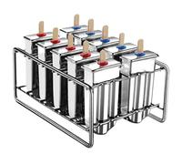 Lot de 10 moules à sucettes glacées en acier inoxydable pour congeler rapidement la crème glacée, le jus et les smoothies aux fruits