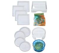 Lot de 10 moules en résine pour dessous de verre rond en silicone, boîte de rangement rectangulaire ronde en silicone époxy pour loisirs créatifs