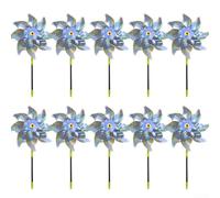 Lot de 10 moulins à vent réfléchissants argentés - Décoration de jardin - Répulsif à oiseaux - Design réfléchissant pour terrasses, balcons et jardins