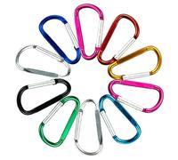 Lot de 10 mousquetons à anneau en D multicolores en forme de D en aluminium pour la maison, le camping, la pêche, la randonnée